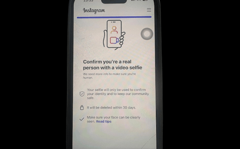 confirm you are a real personal with a video selfie
